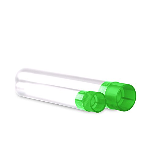 Tuuters 1000 Stück Kunststoff Reagenzgläser mit Verschlüssen aus Kork oder PE | Hochwertig ✓ (75 x Ø 12mm, Stopfen grün)