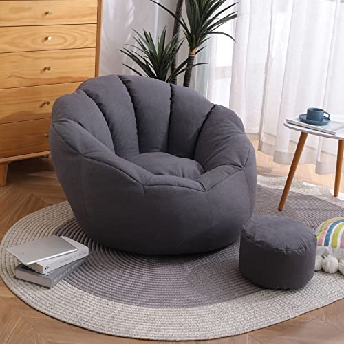 DTLEO Bean Bag Sitzkissen Sessel Bodenkissen Aufbewahrungstasche Sitzsack Wohnzimmer Garten (Nur Cover) Gaming Sitzsack Indoor Beanbag,Dark Gray,XL