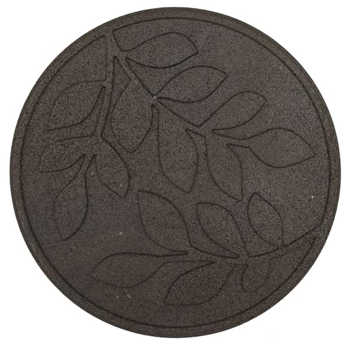 Nicoman Leaf Trittstein für den Garten, recyceltes Gummi, strapazierfähig, für den Außenbereich, Bodenfliesen – (Erde, Durchmesser 46 cm, 4 Stück)