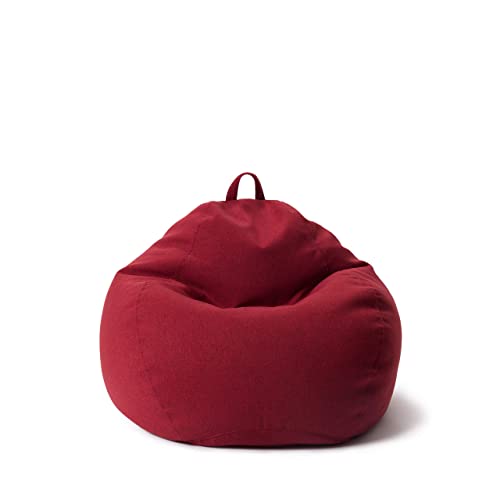 Lumaland Comfort Line Sitzsack M - 70x80x50 cm Bodenkissen, Bean Bag Chair - 120 L - EPS Perlen Füllung - Rot