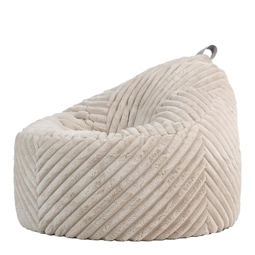 Icon Cocoon Sitzsack Sessel, Beige, Sitzsack Flauschig, Sitzsack für Erwachsene mit Füllung, Sessel Wohnzimmer, Sessel Schlafzimmer
