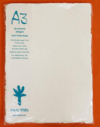 Khadi Hadernpapier, 320 g/m², stabil, A3-Format, 20 Blatt