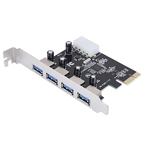Richer-R PCI zu USB Adapter, 5 Gbit/s Ultra High Speed PCI-E zu 4 x USB 3.0 Express Expansion Board Card Adapter für Windows XP/Vista/Win7/Win8/Win10 und mehr