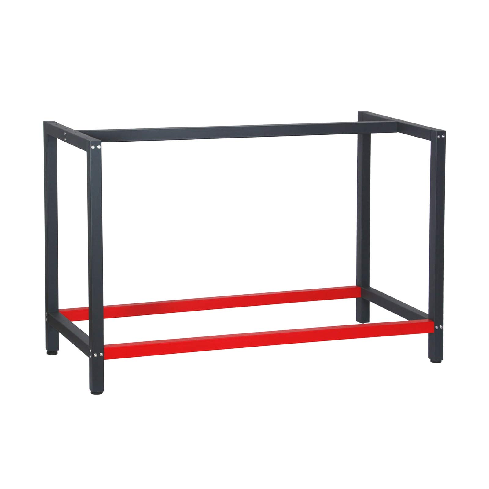 Werkbank Gestell 125x57x81 cm aus Stahl Werkbankgestell Anthrazit Rot Tischgestell Werkstatt