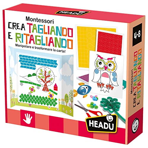 Headu IT22939 Crea Tagliando e Ritagliando Montessori Schneidet und Schneiden, Mehrfarbig