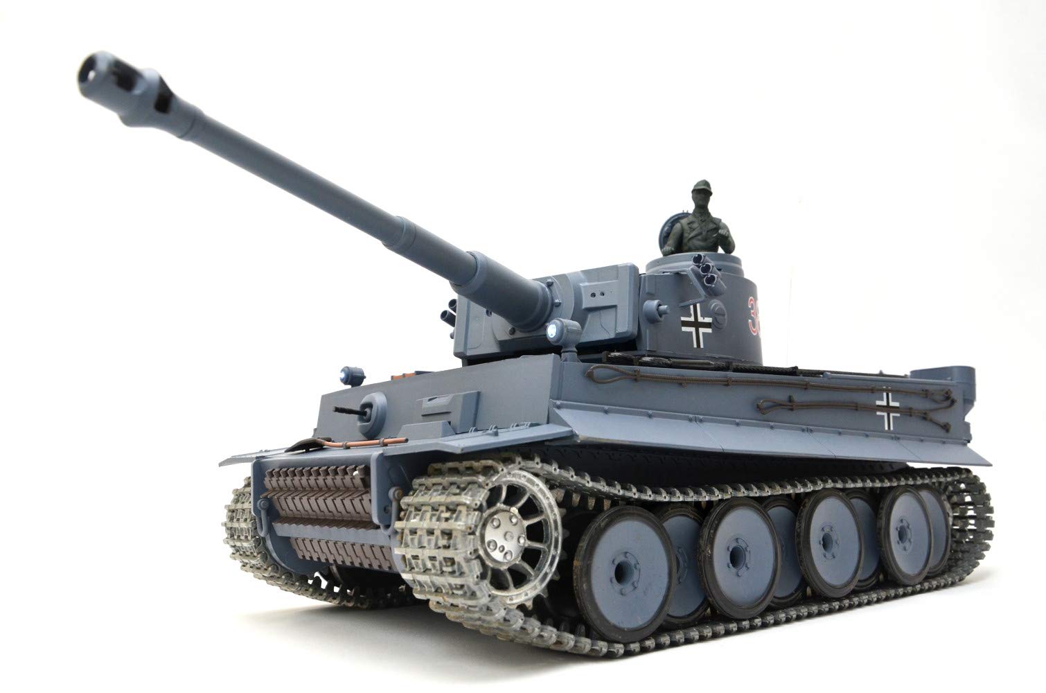 ES-TOYS RC Panzer Ferngesteuert mit Schussfunktion German Tiger I Heng Long 1:16 Rauch&Sound +Stahlgetriebe+Metallketten+Metall Räder+ 2,4Ghz -V7.0 PRO mit RRZ