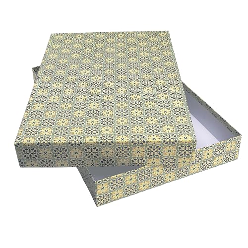 libralides Geschenkschachtel für DIN A4 Unterlagen, 5 cm hoch, hellblau mit Gold, schöne Aufbewahrungsbox, Kartonage mit Deckel zum verschenken
