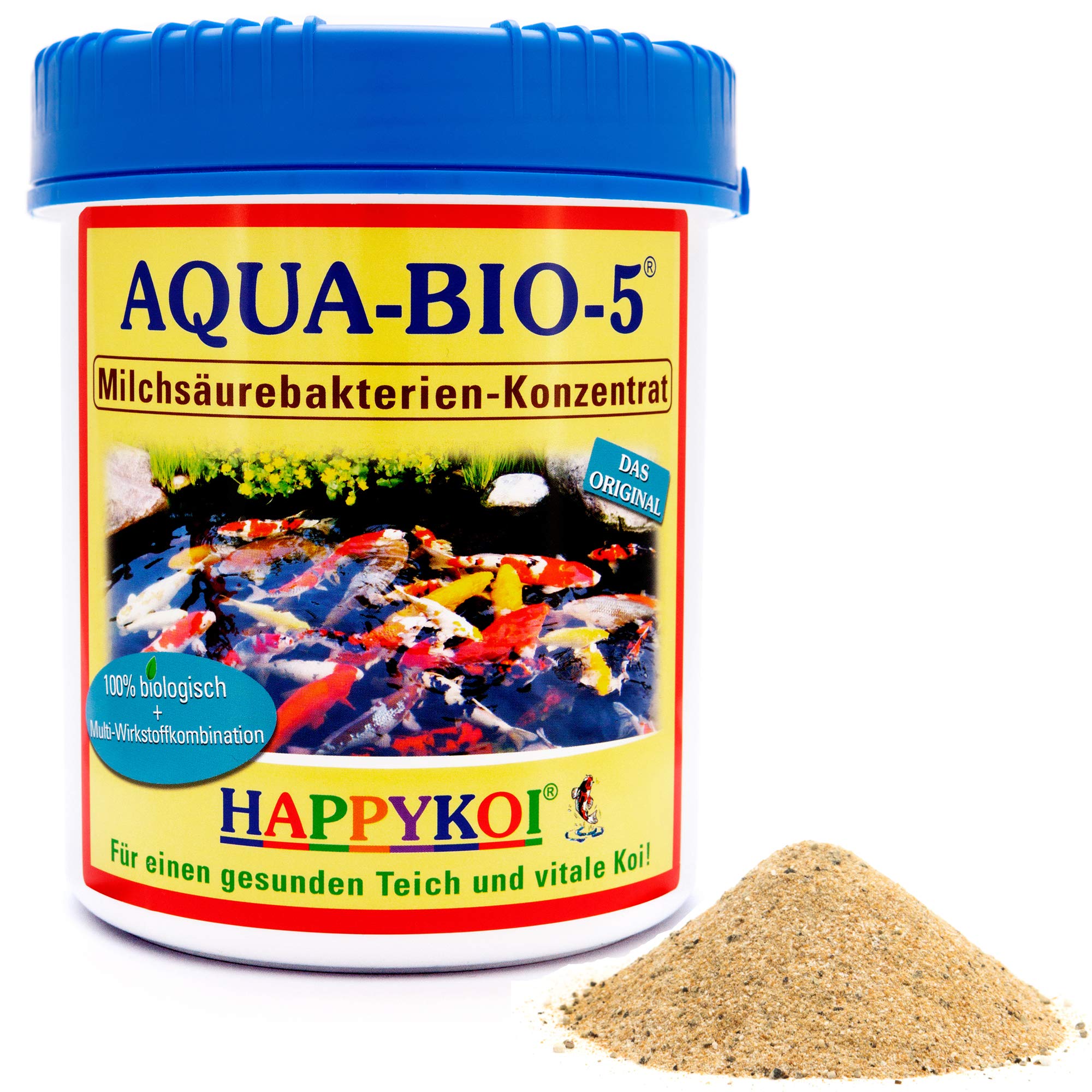 AQUA BIO 5 lactic Acid Bacteria Powder, probiotic Filter Bacteria for Koi Pond, Pond and Garden Pond, Support Nitrification, Remove Algae and mud. The All-Round Protection for koi and Pond. (1500 ml)