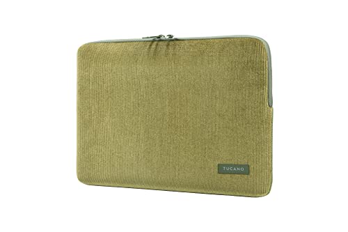 Tucano Second Skin Velluto, Schutzhülle, Notebook Sleeve aus Cordsamt und Neopren, MacBook Pro 14 Zoll, Oliv