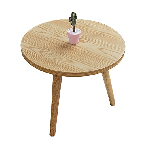 WARTHY H45cm niedriger Tisch, Φ50cm runder Couchtisch, Wohnzimmer-Telefontisch, Tischbeine aus massivem Holz, Sofa-Beistelltisch (Farbe: Holzfarbe) elegant