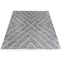 Mynes Home Waschbarer Teppich - Pflegeleichte waschbare Teppiche mit Rutschfester Baumwollerücken - Geometrisches Design, waschmaschinengeeignet, schmutzabweisend - Line Grau, 80x150 cm