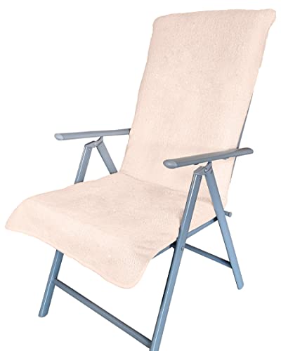 DILUMA Frottee Schonbezug für Hochlehner Stühle 60x130 cm - Hochlehner Schonbezug Diamant - Schutzbezug für Gartenstuhl - Frottee Schonbezug aus 100% Baumwolle, Farbe:Beige