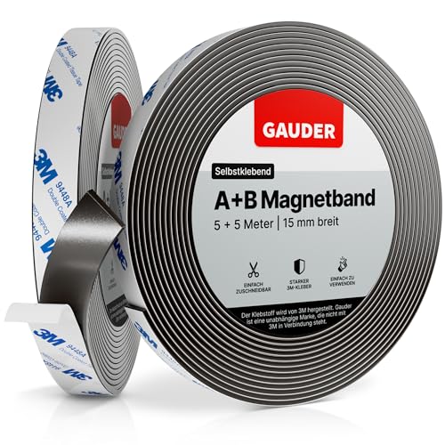 GAUDER Typ A + B Magnetband stark selbstklebend I Für Fliegengitter und Vorhänge I Magnetstreifen