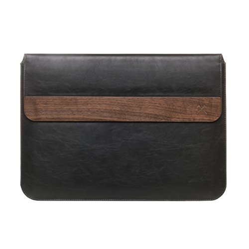 Woodcessories - MacBook Tasche kompatibel mit MacBook 11-13" m. echtem Walnuss Holz - EcoPouch (schwarz)