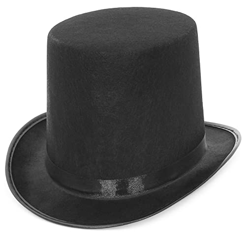 EOZY Zylinder Hut Herren Damen Hoher Hut Erwachsenenhut mit Satinband Top Hat Partyhut für Zauberer Karneval Fasching (Kappenhöhe 16cm, Schwarz)