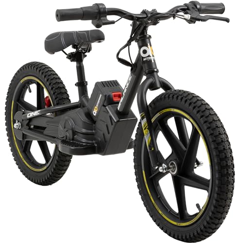 Actionbikes Motors Kinder Balance Bike Elektrofahrrad - 16 Zoll - 250 Watt - Elektro Laufrad mit Scheibenbremsen - 21V 5.4 Ah - Kinder Elektrofahrzeug Fahrrad - Spielzeug ab 3 Jahren (16 Zoll Gelb)