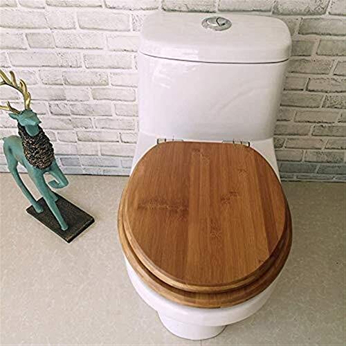 Lianlili WC-Sitz Bambus Massivholz Toilettendeckel mit Slow Down Mute Toilettensitzabdeckung verdickte Top Mounted Badezimmer Deckel for V/O/U-Form-WC, OneColor-40~48cm * 33~38 cm