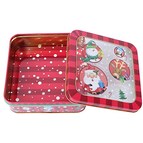 SOIMISS 4 Stück Weihnachtsbonbon Zinn Box Keks Keks Weißblechbehälter mit Klarem Fenster Weihnachtsmann Schneeflocke Pinguin Weihnachtsmuster Quadrat Urlaub Behandeln Verpackungshalter