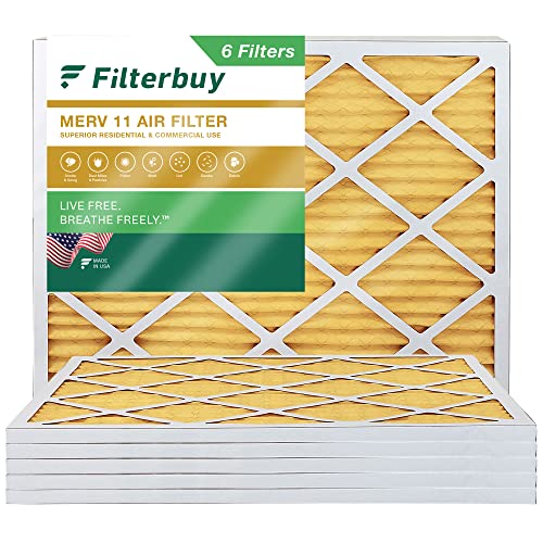 Filterbuy 16 x 18 x 1 Luftfilter MERV 11 Allergenabwehr (6er-Pack), plissierter HVAC AC Ofenluftfilter Ersatz (tatsächliche Größe: 39,5 x 44,5 x 1,9 cm)