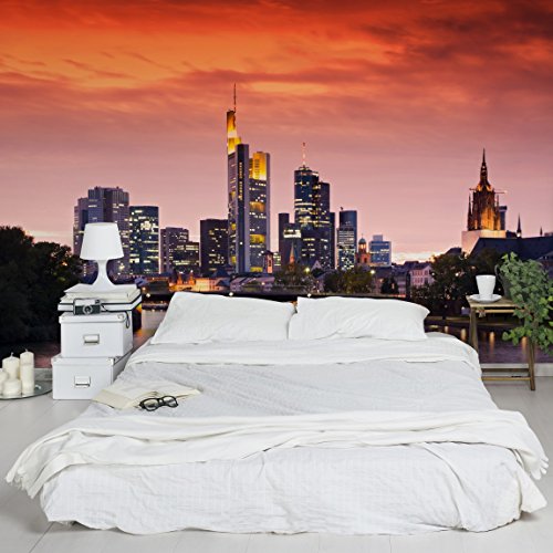 Apalis Vliestapete Frankfurt Skyline Fototapete Breit | Vlies Tapete Wandtapete Wandbild Foto 3D Fototapete für Schlafzimmer Wohnzimmer Küche | mehrfarbig, 94642