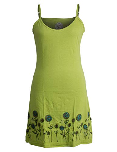 Vishes - Alternative Bekleidung - Besticktes Rosen Baumwoll-Kleid mit verstellbaren Trägern hellgrün 48