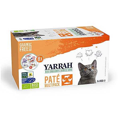 Sparpaket Yarrah Bio 48 x 100 g - Pate-Mix (Bio Rind, Bio Huhn + Lachs)