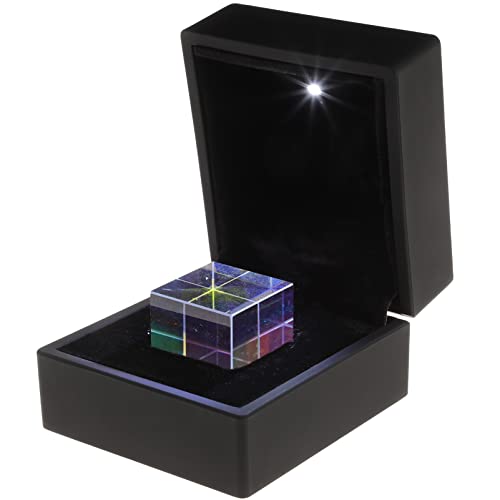 UKCOCO Würfel aus optischem Glas, Prisma mit Box, Maße 2,3 x 2,3 x 2,3 cm, für Lehrzwecke oder zur Dekoration