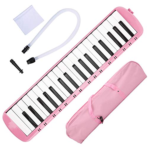 Melodica 37 Keys Keyboard Wind Musikinstrument für Musikliebhaber Anfänger Berufsausbildung(Rosa), Blasinstrument