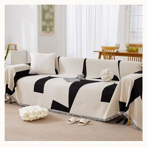 HMGAQNP Sofabezug rutschfest gestrickt Überwurf Decke Bohemian Dekor Möbelbezüge mit Quasten doppelseitige Decke für 2–4 Kissen Couch Sofabezug Decke(A,70.8 * 70.8in)