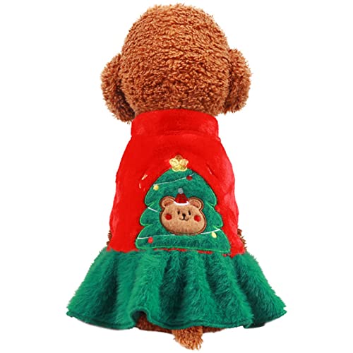 Christmas Pet Clothes Holiday Christmas Holiday Christmas Pet Dog Cat Christmas Tree Bear Skirt Sweater Autumn Winter Clothes Pet Clothes for Small Dogs Male (Color : Red, Size : L)