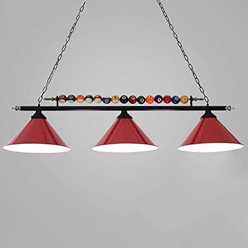 BAMBW Kronleuchter 3 Lampen Billardtisch Acht Schwarz, Schmiedeeisen Lampen LED Kreative Persönlichkeit(Color:Red)