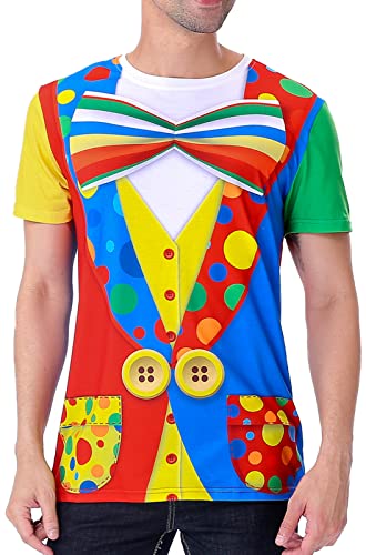 COSAVOROCK Herren Clown Kostüm T-Shirts (XL, Multicolor)