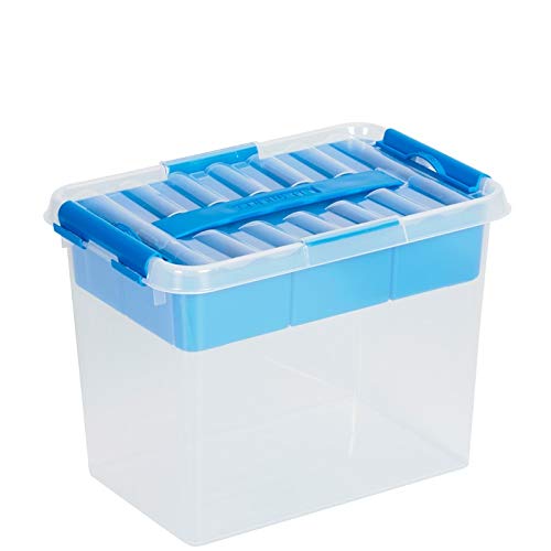 4x SUNWARE Q-Line Multi Box - 9 Liter - 300 x 200 x 220 mm - transparent/blau