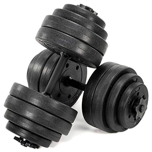 MAXXIVA Kurzhantel-Set Zement 2 x 15 kg 8 Gewichte Sternverschlüsse für Kraftsport Muskelaufbau Workouts Bodybuilding Reha
