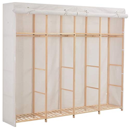 Susany Kleiderschrank mit Fächern Stoffschrank Aufbewahrungschrank für Schlafzimmer, Ankleidezimmer Weiß 200 x 40 x 170 cm Stoff