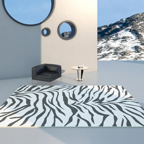 18meng Art Teppich Schwarz weiß Moderne minimalistische Nähte Mode Flauschiger Teppich - Wohnzimmer und Schlafzimmer Teppich Kurzflor Extra Weich Waschbare teppiche 100x150cm