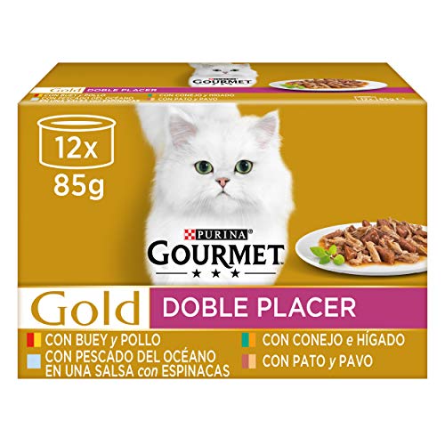 Purina Gourmet Gold Double Vergnügen, Nassfutter für Katzen, Sortiert, 8 Packungen à 12 Dosen à 85 g - 96 Dosen