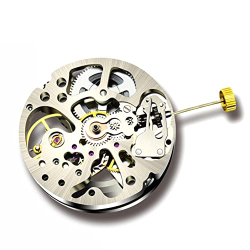 Rheross 1 Stück Strahlungs-Skelett-Uhrwerk Einstellung Muster Uhrwerk Automatisches Uhrwerk 2001, silber