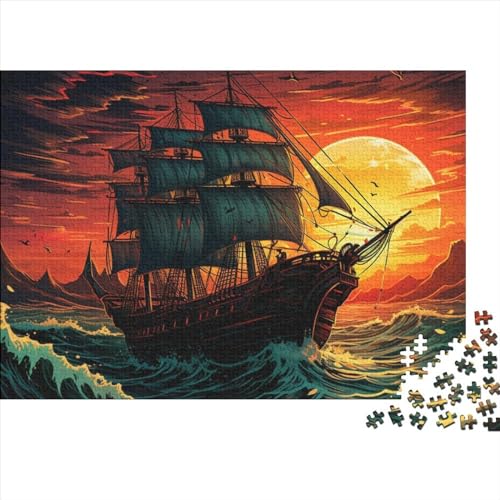 Schiff Segelboot Puzzle 1000 Teile Für Erwachsene, Buntes Jigsaw Puzzle, Einzigartiges Design-Spielzeug Für Pädagogisches Geschenk Für Jugendliche Und Kinder 1000pcs (75x50cm)