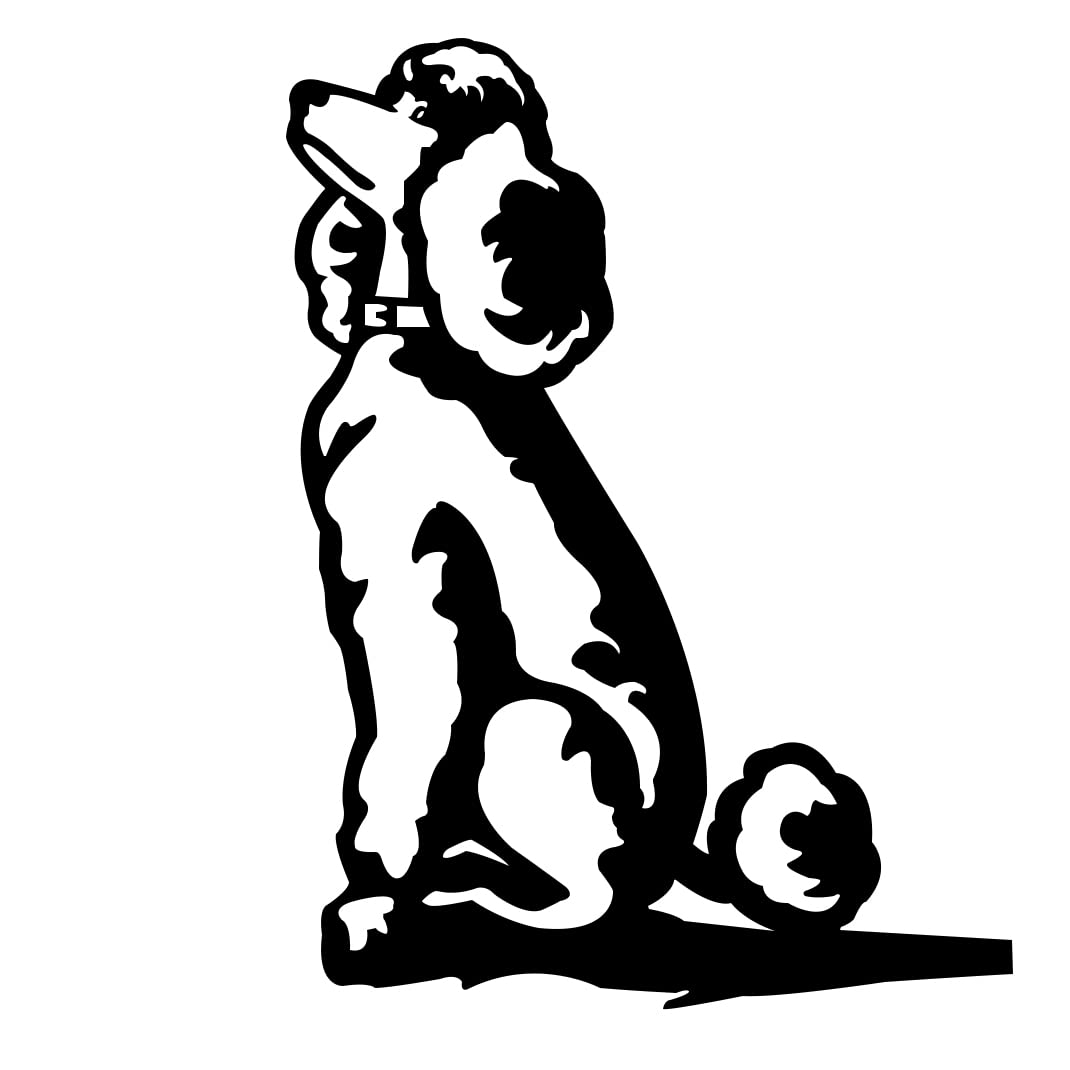 DIYBravo Metall Hund auf AST sitzend, Art-Lebensechte Hundfigur Tier Silhouette Baum Kunst Stahl Hof Garten Dekoration, Wand Zaunpfahl Deko Statuen (Poodle)