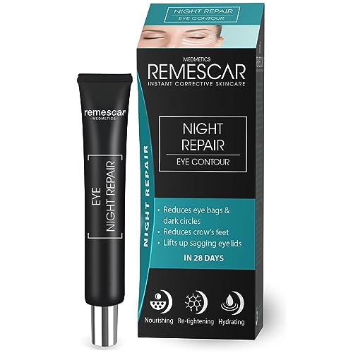 Remescar - Nachtreparatur für die Augen - Reduzieren Sie Falten, Augenringe, Tränensäcke und Krähenfüße - Nachtcreme für schlaffe Augenlider - Augencreme gegen falten und Augenringe - augen creme