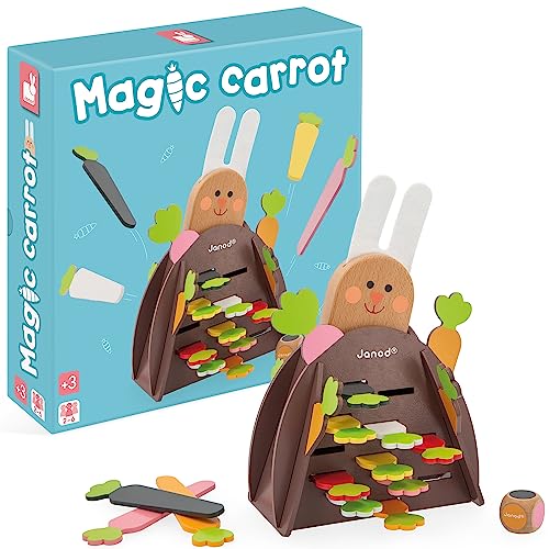 Janod - Magic Carrot - Gesellschaftsspiel für Kinder - Geschicklichkeits- und Strategiespiel - Holzspielzeug - Farben Lernen - 2 bis 4 Spieler - FSC-Zertifiziert - Ab 3 Jahren, J02473