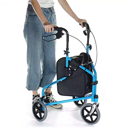 3-Rad-Rollator Walker, All Terrain 8" Räder, Inklusive Tasche, Korb und Tablett für Aid Elder Rehabilitation