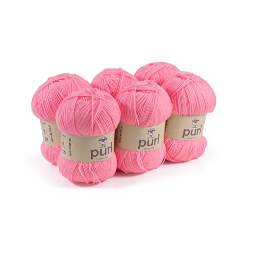 Purl 100g Premium Acrylgarn 109 Baby Pink, 6 Stück