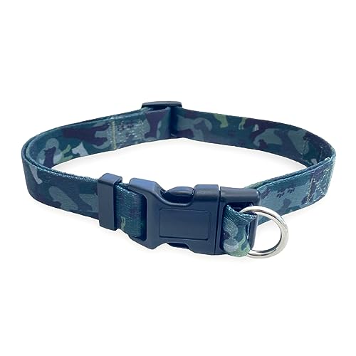 FearLess Pet Hundehalsband, ausbruchsicher, verstellbar, Camouflage, Größe M, L, für Halsumfang von 35,6–55,9 cm, Grün