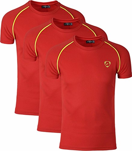 jeansian Herren Sportswear 3 Packs Sport Slim Quick Dry Short Sleeves Compression T-Shirt Tee LSL182 PackJ XL