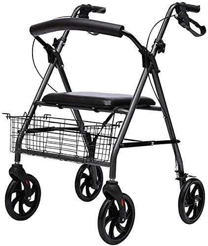 Tonpop Rollator für ältere Menschen, Aluminium, faltbar, Gehhilfe, Rollator, Einkaufswagen, Trolley mit Sitz und Handbremse, schmales Gehen schnell