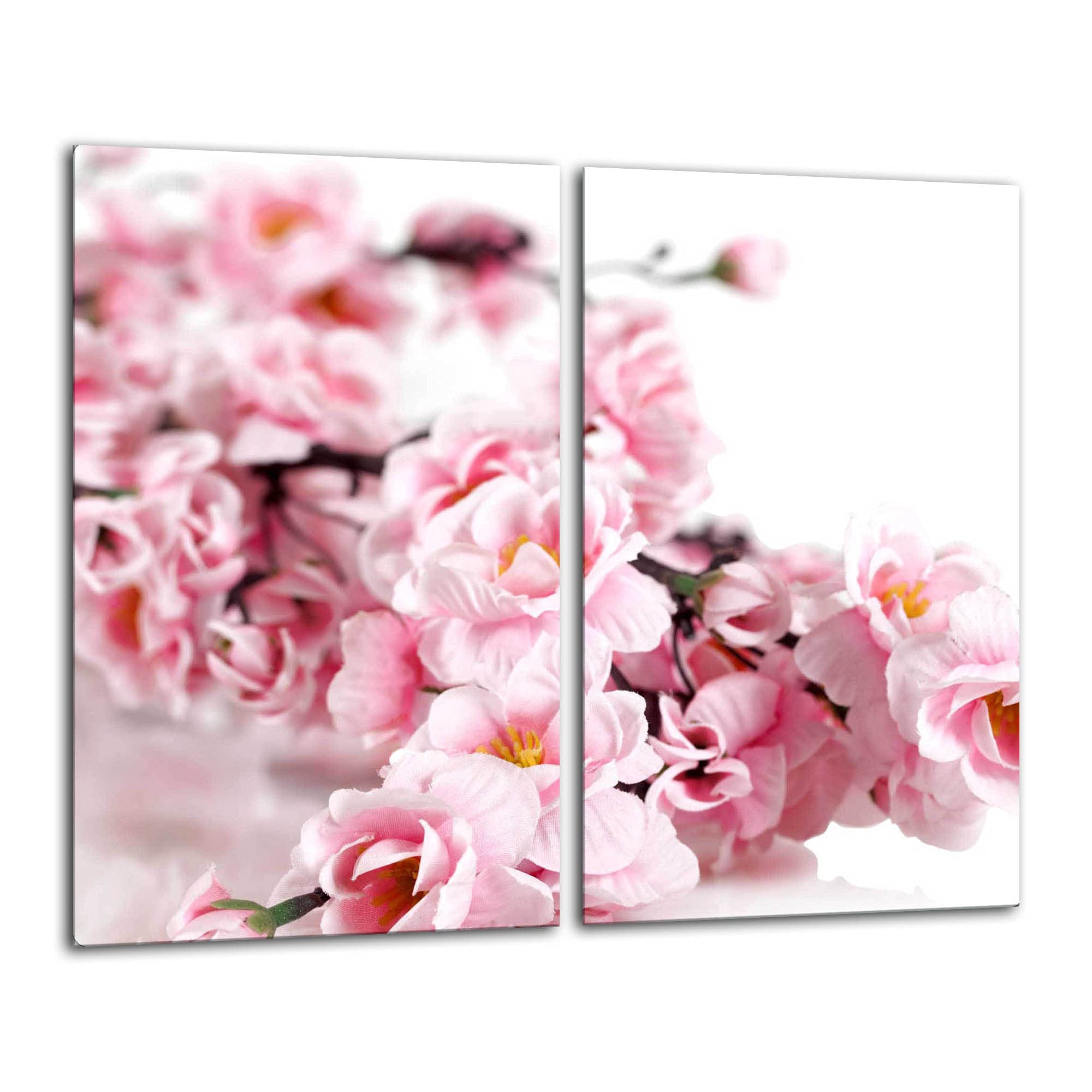 Gsmarkt | Herdabdeckplatten Schneidebrett Spritzschutz Set 2x30x52 | Bild auf Glas | Sicherheitsglas Gehärtetes Glas Bild | Motiv Blume