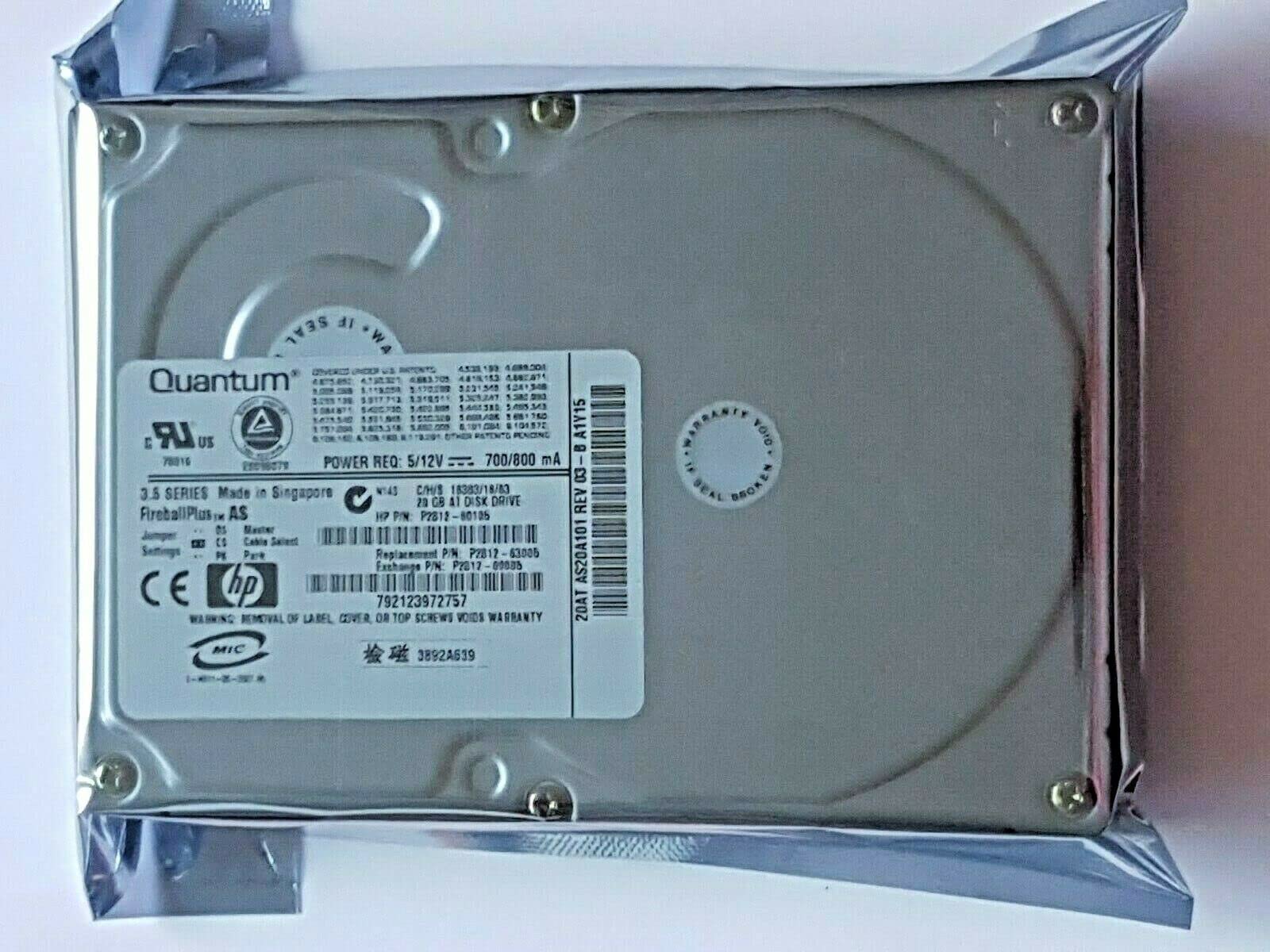 Festplatte 20 GB IDE Quantum Fireball Plus AS AS20A101 REV 03-B P-ATA 7200RPM 3.5" interne