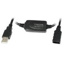 Logilink - USB-Verlängerungskabel - USB Typ A, 4-polig (M) - USB Typ A, 4-polig (W) - 15 m (USB/USB 2.0) - aktives Kabel (Signalregenerierung) - Schwarz (UA0145)